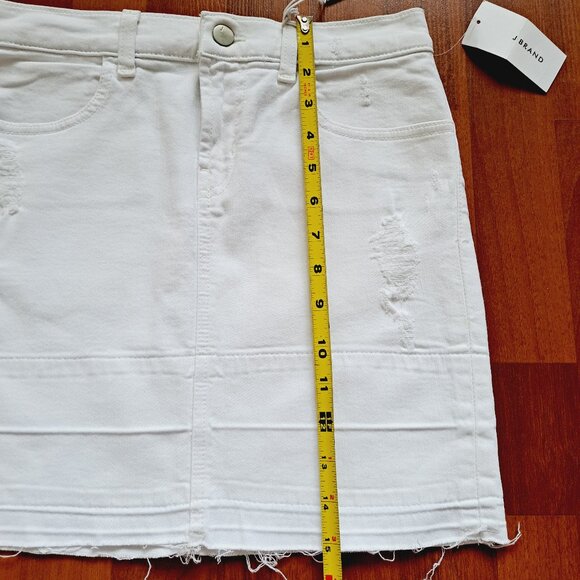 NEW J Brand Destructive White Mid-Rise Pencil Mini Skirt Size 25 - Picture 15 of 16